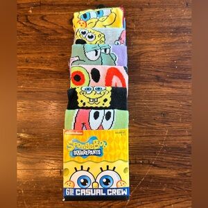 🌟NIB SpongeBob 6-Pair Casual Crew Socks - New, Multi-Character Designs🌟